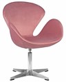Кресло дизайнерское DOBRIN SWAN, розовый велюр BLUVEL52, алюминиевое основание - фото 9528