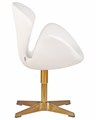 Кресло дизайнерское SWAN, белый кожзам, золотое основание - фото 9539