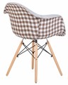 Стул обеденный DAW MONICA, ножки светлый бук, сиденье коричневая клетка, бежевая ткань - фото 9887