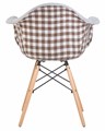 Стул обеденный DAW MONICA, ножки светлый бук, сиденье коричневая клетка, бежевая ткань - фото 9888